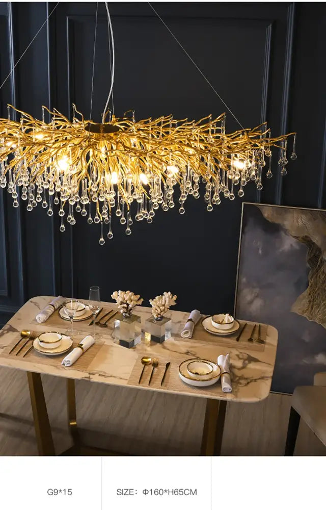 Modern chrome branching crystal chandelier living room lamp package