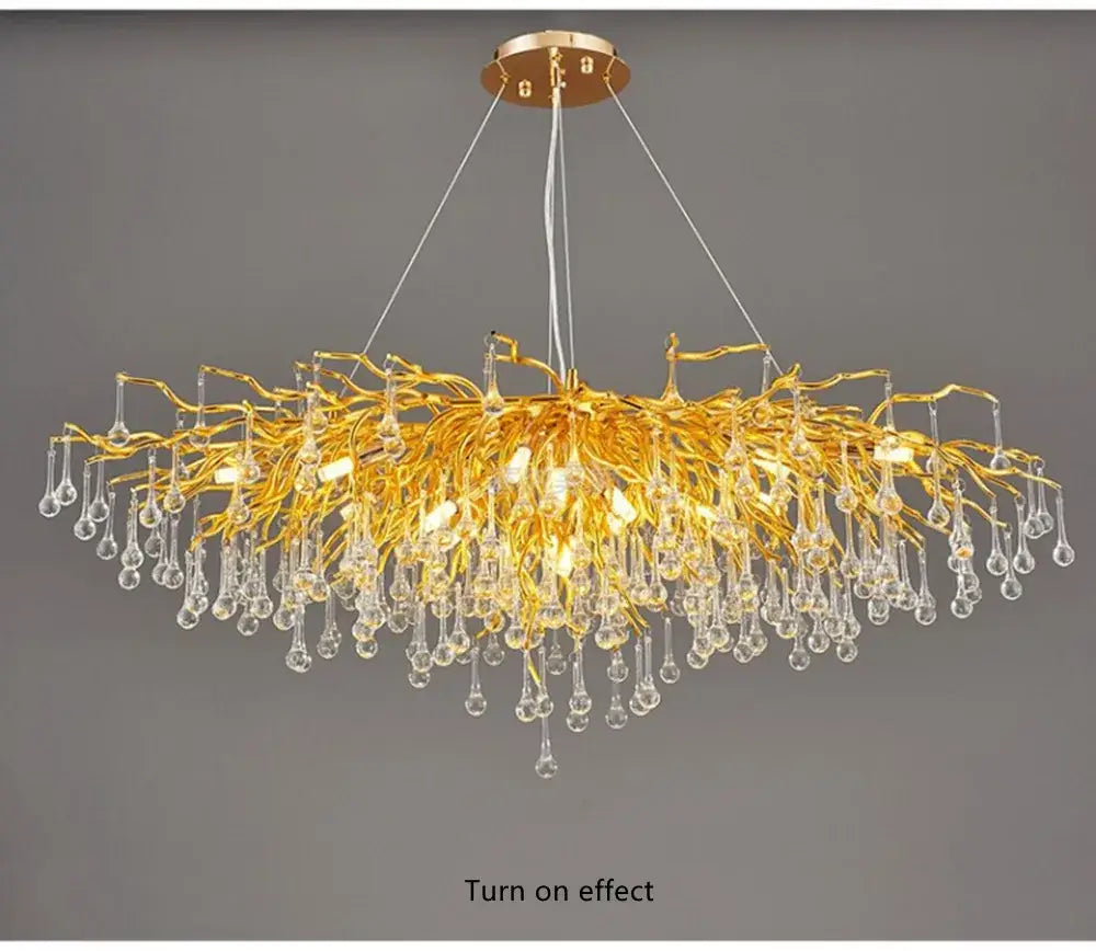 Elegant gold crystal chandelier for living room aluminum pendant