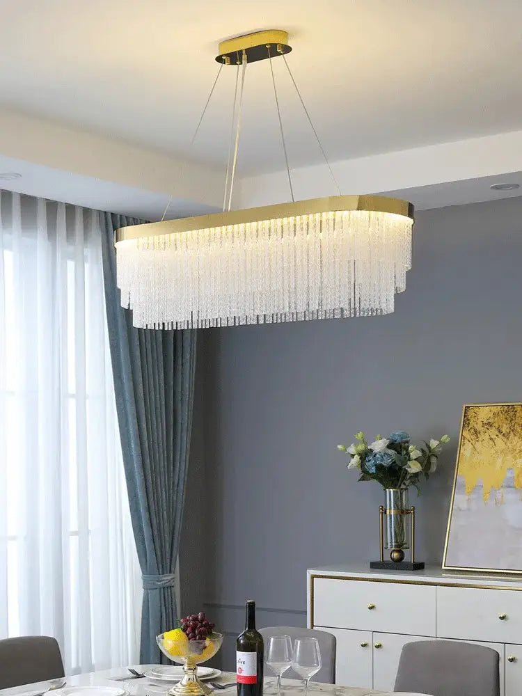 Modern gold luster crystal chandelier dining room pendant light