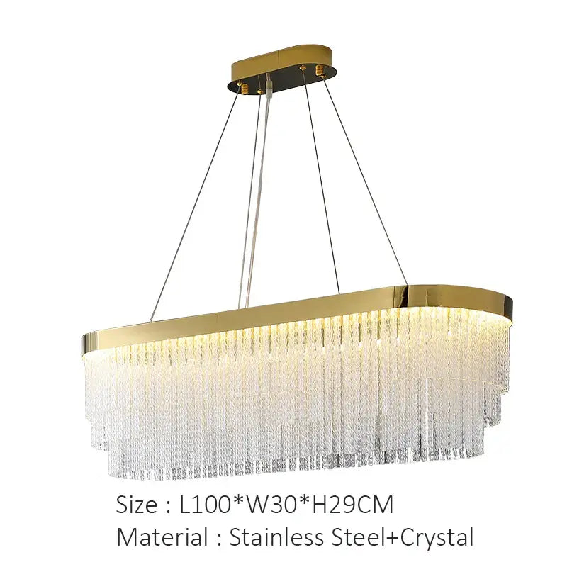 Modern gold luster crystal chandelier dining room pendant light