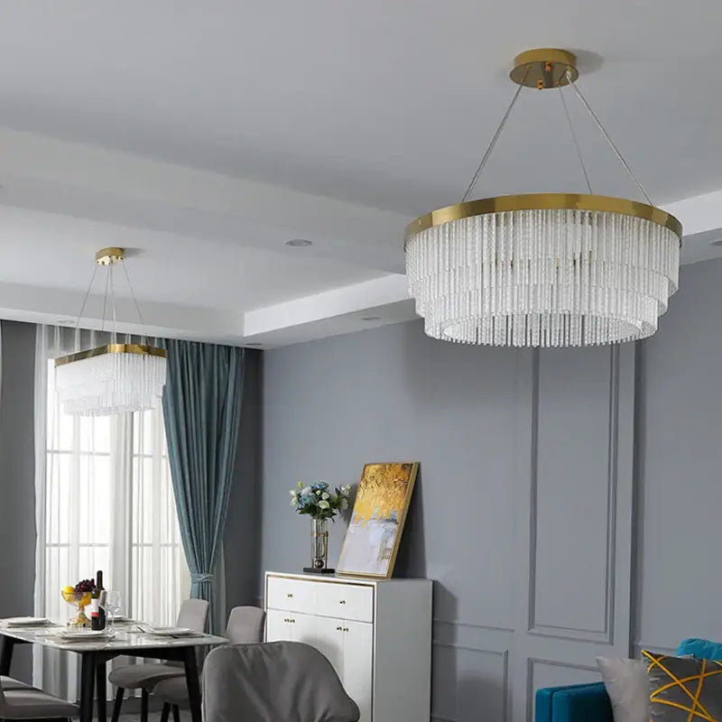 Modern gold luster crystal chandelier dining room pendant light