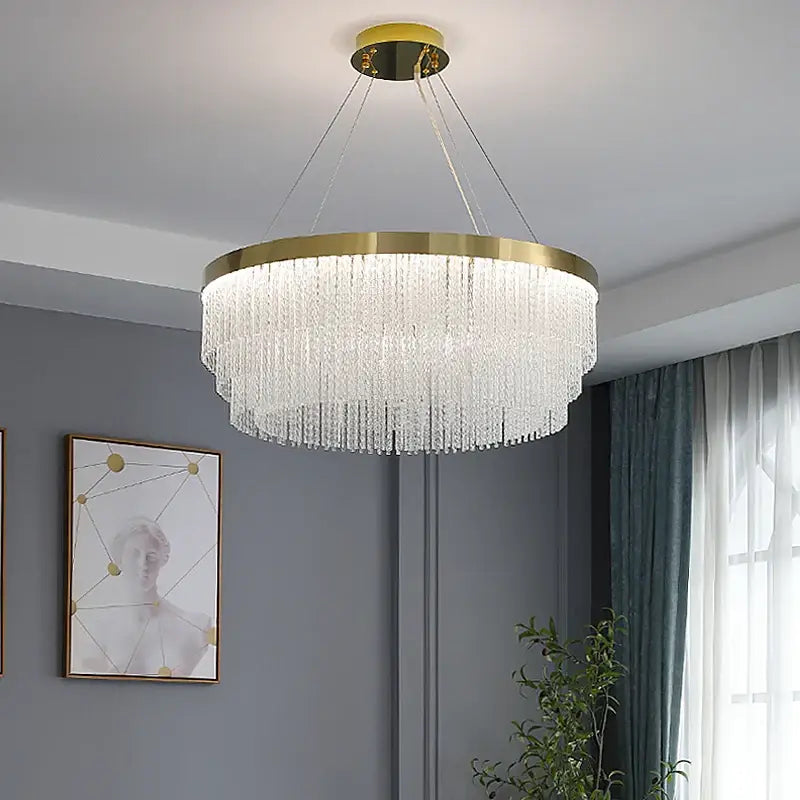 Modern gold luster crystal chandelier dining room pendant light