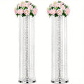 Elegant gold metal vases with crystals and roses wedding decor