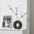 Minimalist black white & beige ceramic donut vase living room decor