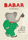 Elephant babar family yoga poster for kids room