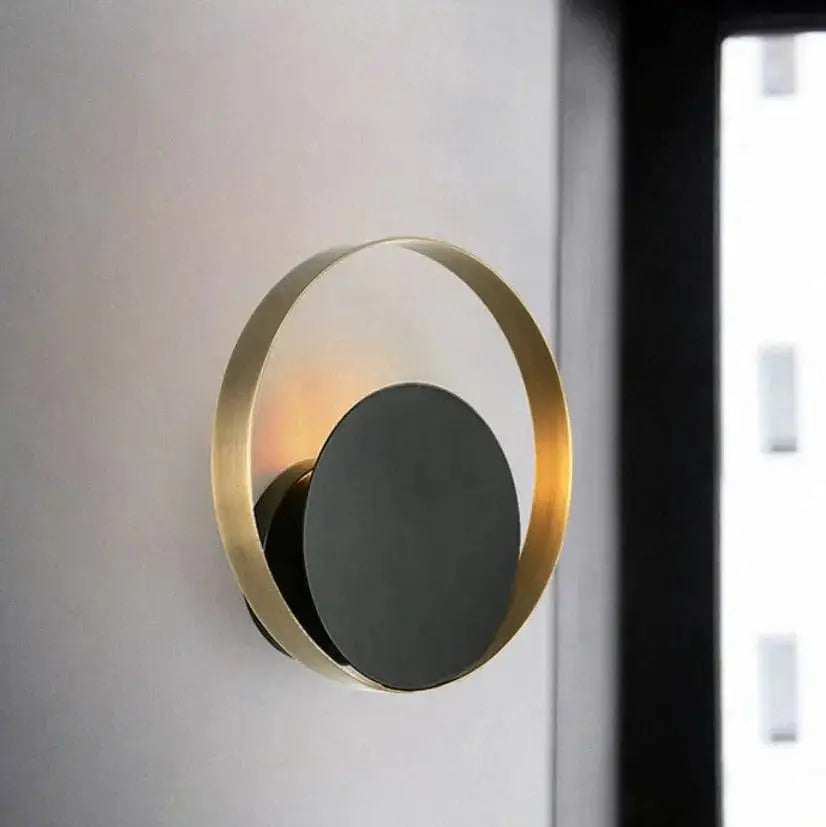 Modern gold & gray circular wall sconces – living room modern wall light