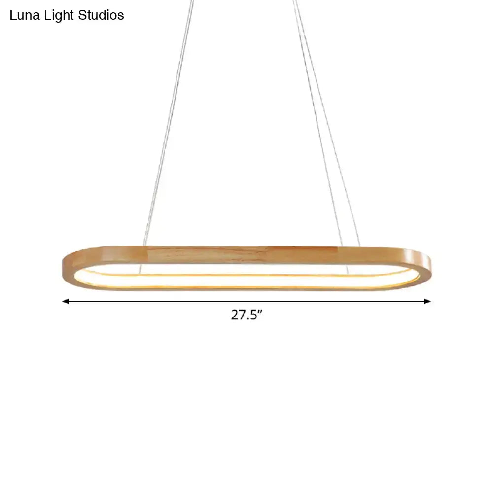 Modern ellipse wood pendant led ceiling light – dining room