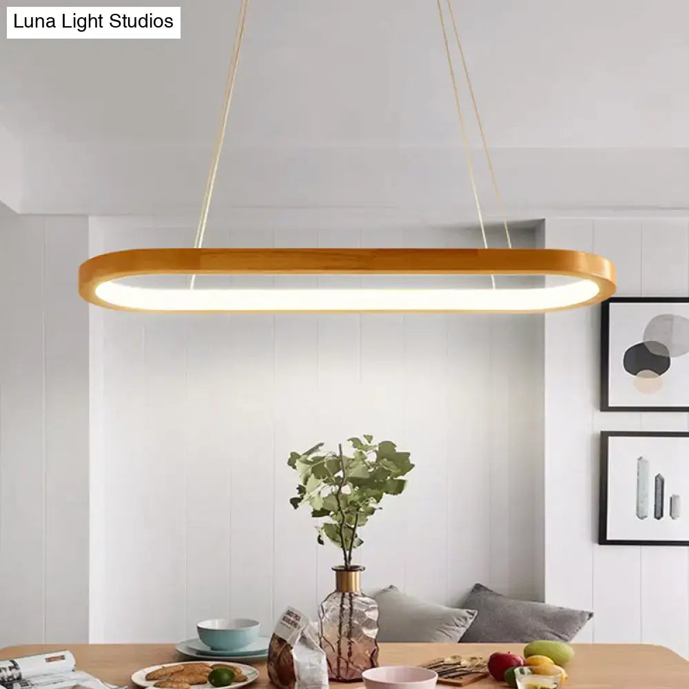 Modern ellipse wood pendant led ceiling light – dining room