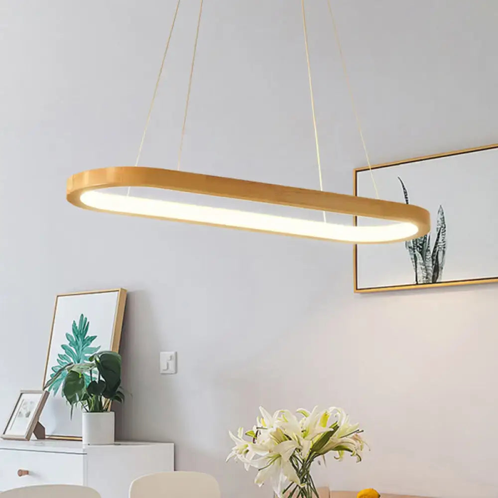 Modern ellipse wood pendant led ceiling light – dining room
