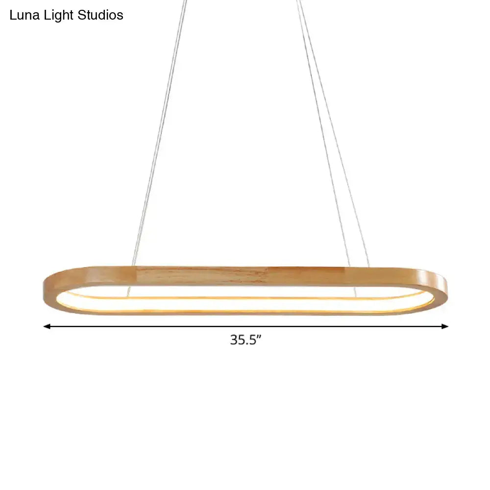 Modern ellipse wood pendant led ceiling light – dining room