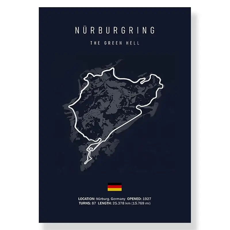 Minimalist dark blue & white salzburgring circuit canvas living room art