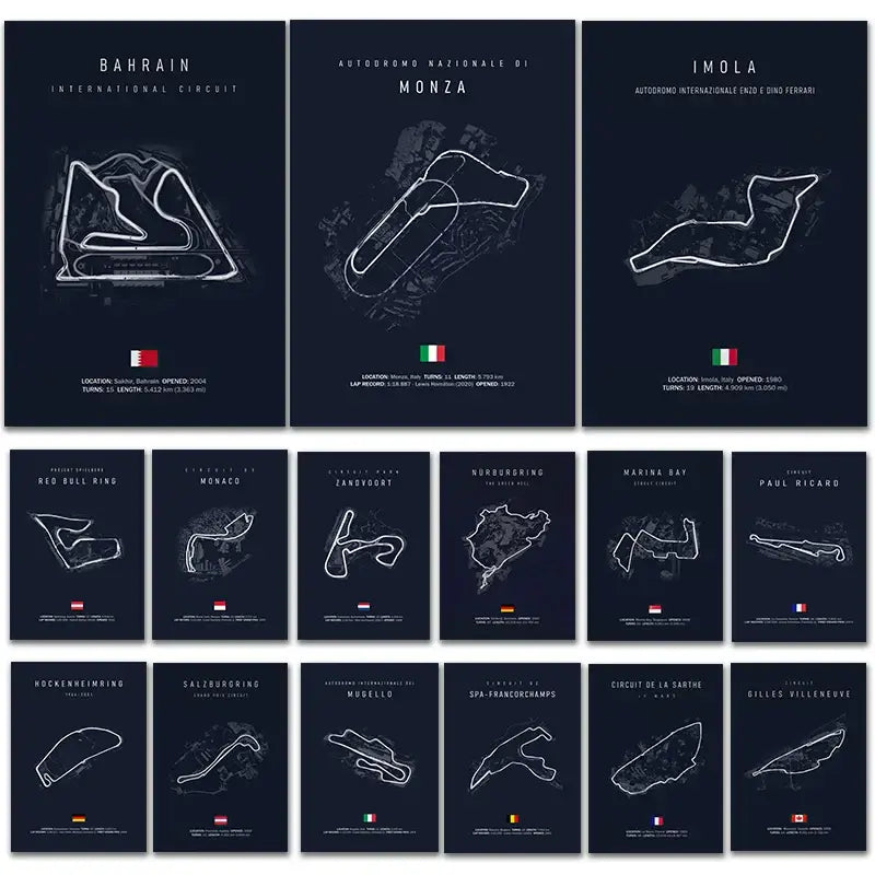 Imola race track canvas art blue and white poster living room decor