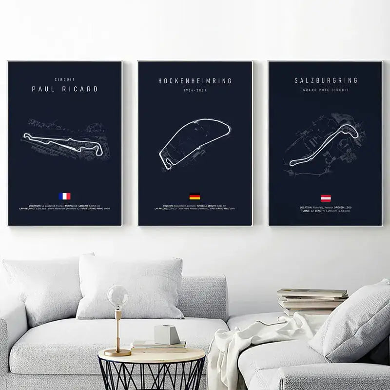 Circuit de la sarthe race track canvas wall art living room decor