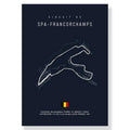 Spa francorchamps racing track dark blue canvas art living room
