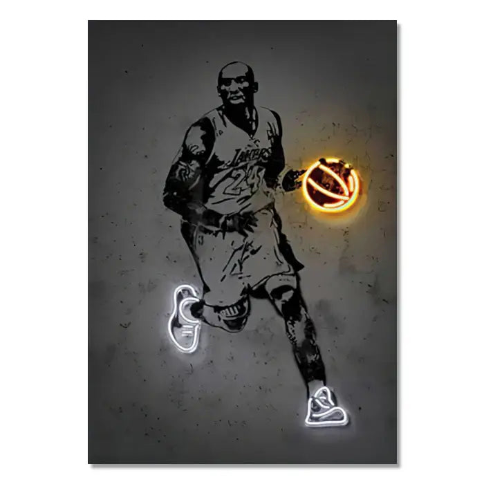 Neon basketball player silhouette wall art bedroom neon style decor