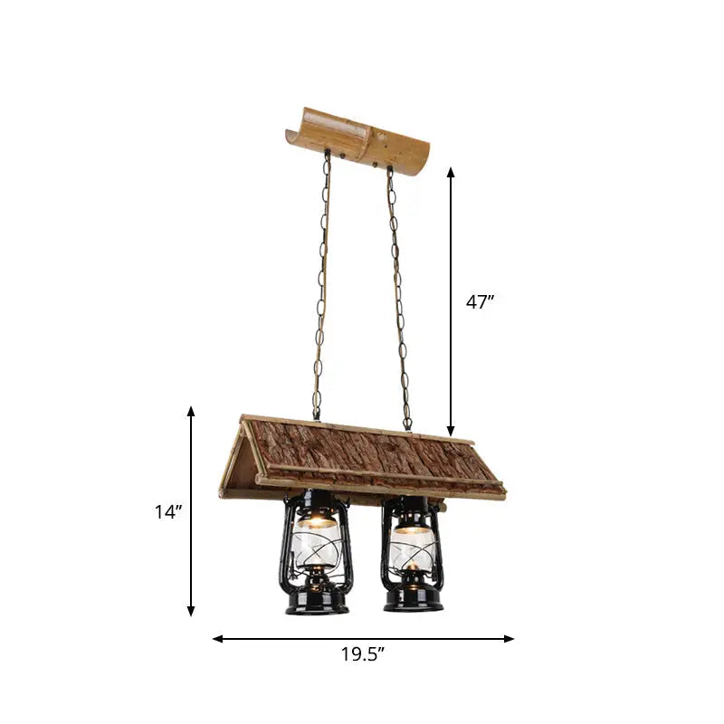 Rustic wood roof deco lantern pendant – kitchen ceiling light