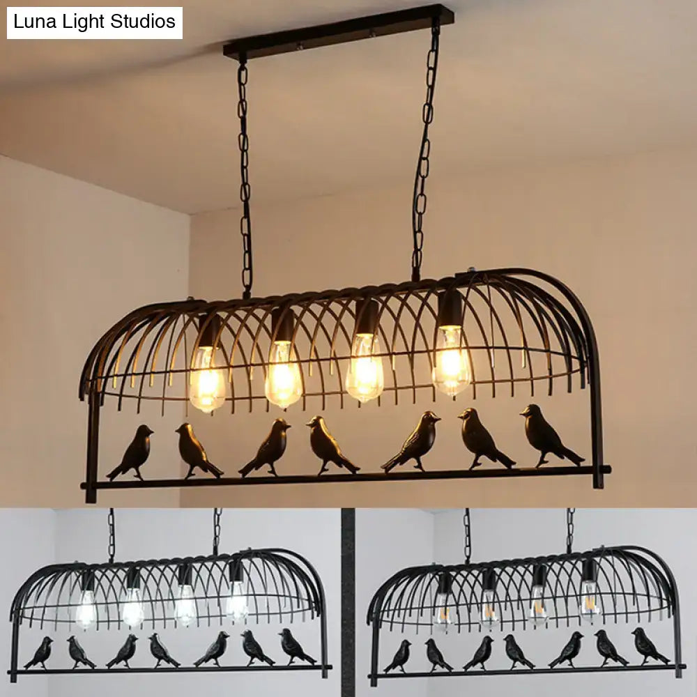 Farmhouse metal black finish birdcage light fixture kitchen pendant