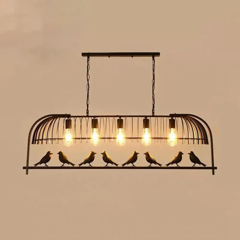 Farmhouse metal black finish birdcage light fixture kitchen pendant