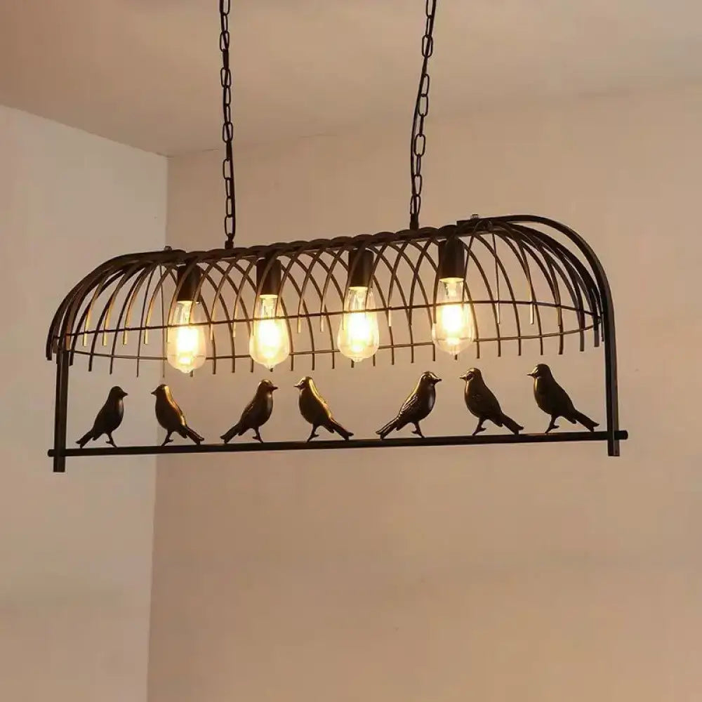 Farmhouse metal black finish birdcage light fixture kitchen pendant
