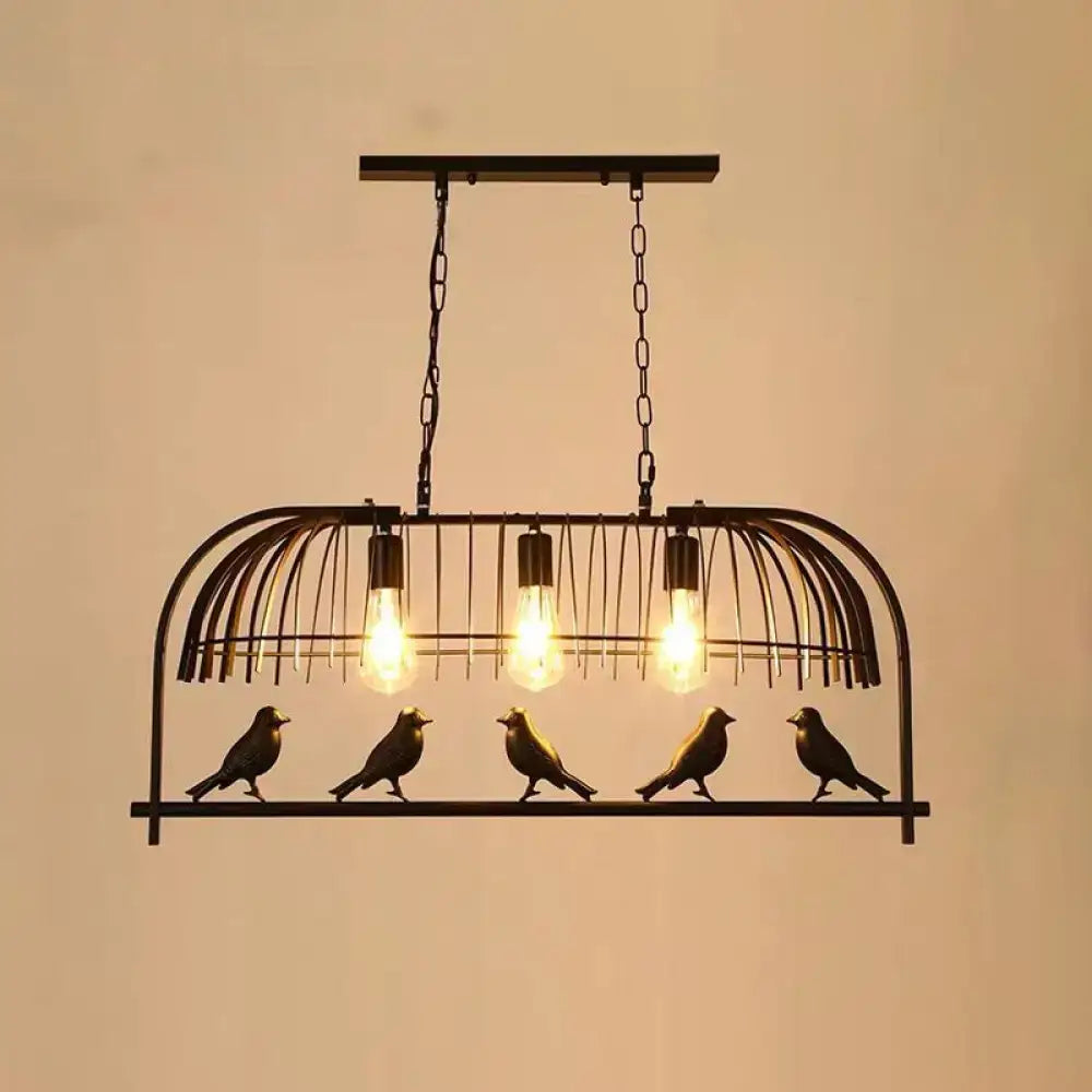 Farmhouse metal black finish birdcage light fixture kitchen pendant