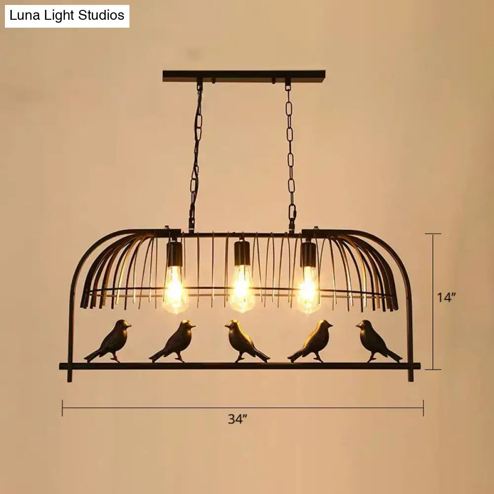 Farmhouse metal black finish birdcage light fixture kitchen pendant