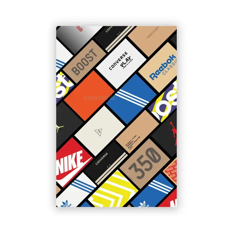 Colorful sneaker box canvas wall art bedroom minimalist poster