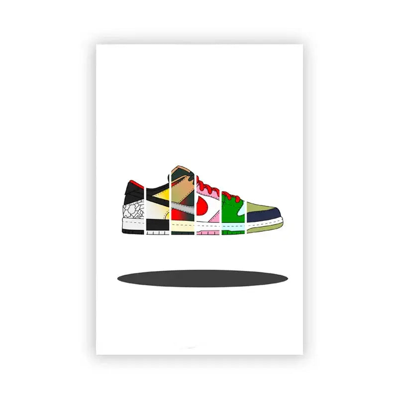 Colorful sneaker box canvas wall art bedroom minimalist poster