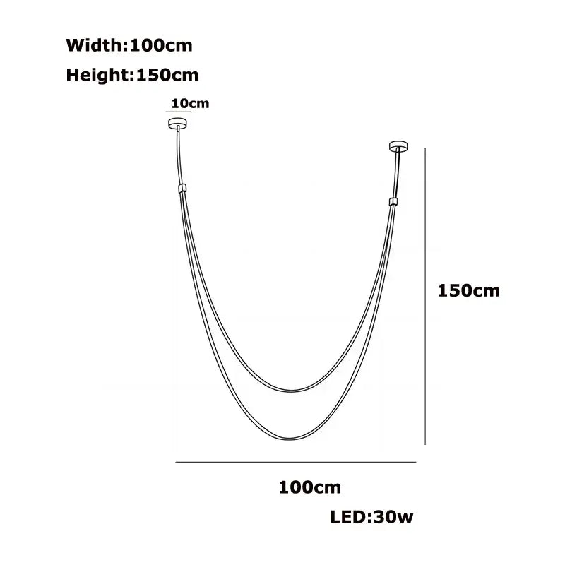 Modern flexible leather belt led chandelier living room pendant light