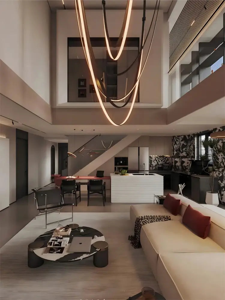 Modern flexible leather belt led chandelier – dining room pendant light