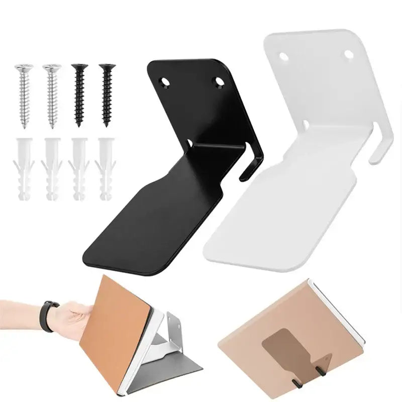 Modern black & white 2pcs floating bookshelf tablet stand bedroom