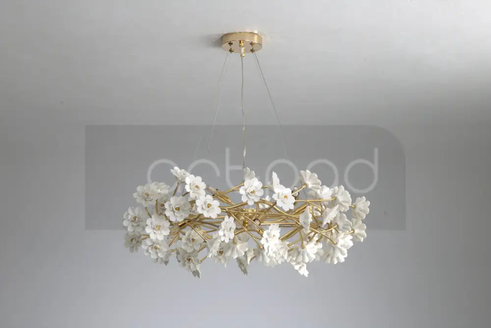 Modern french white flower ceramic chandelier dining room light