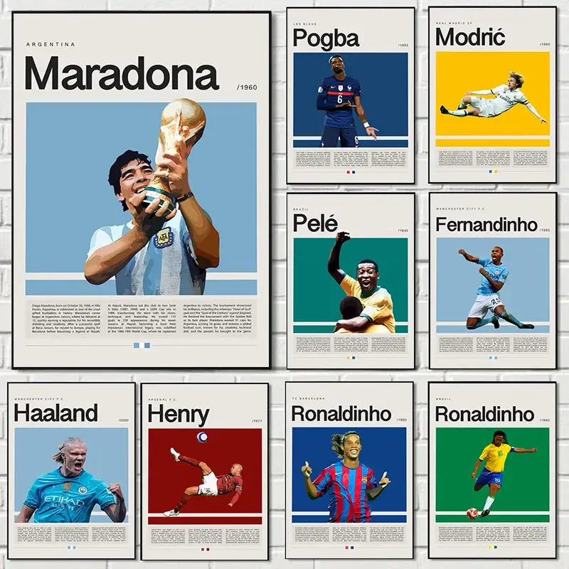 Blue manchester city football star champion wall art bedroom canvas