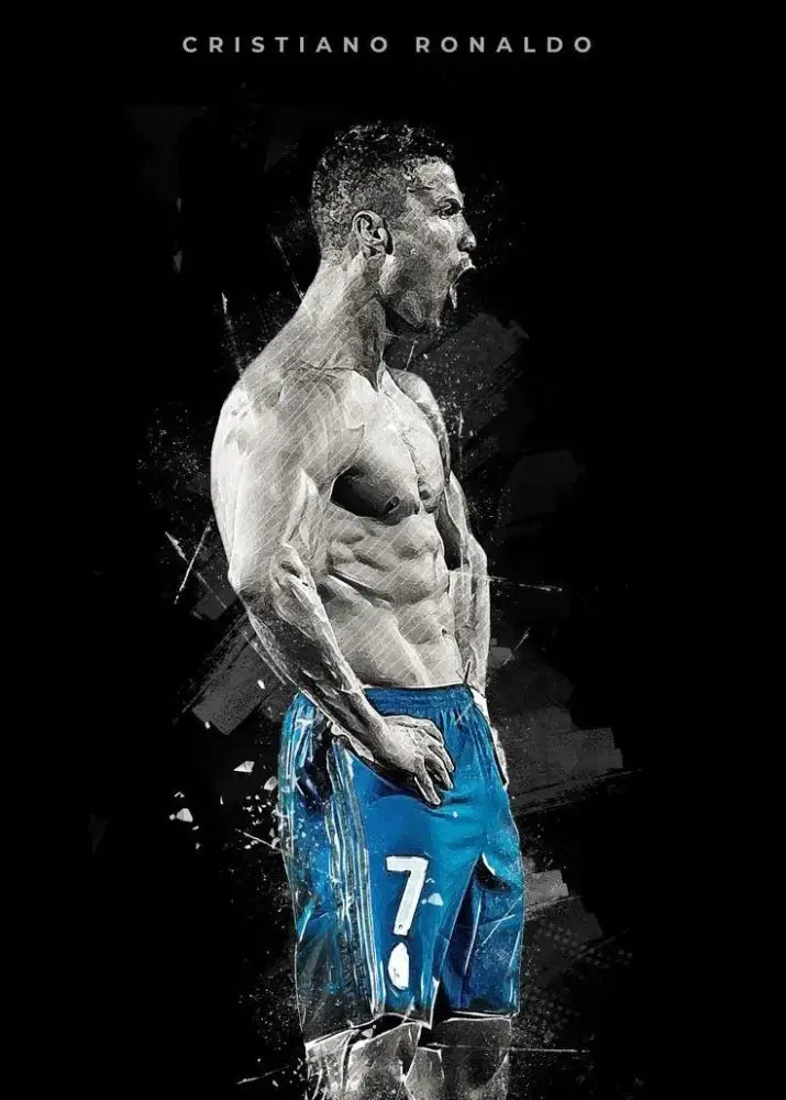 Cristiano ronaldo blue watercolor football star posters bedroom decor