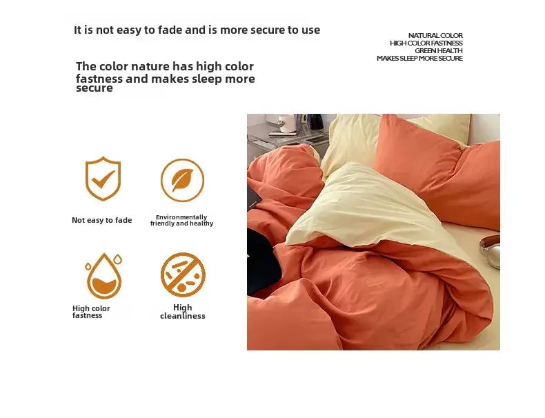 Orange & cream solid color quilt set – bedroom plush comforter