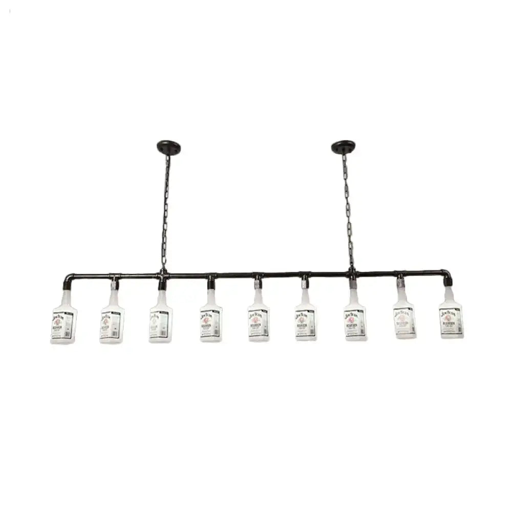 Loft black wine bottle frosted white glass pendant – restaurant light
