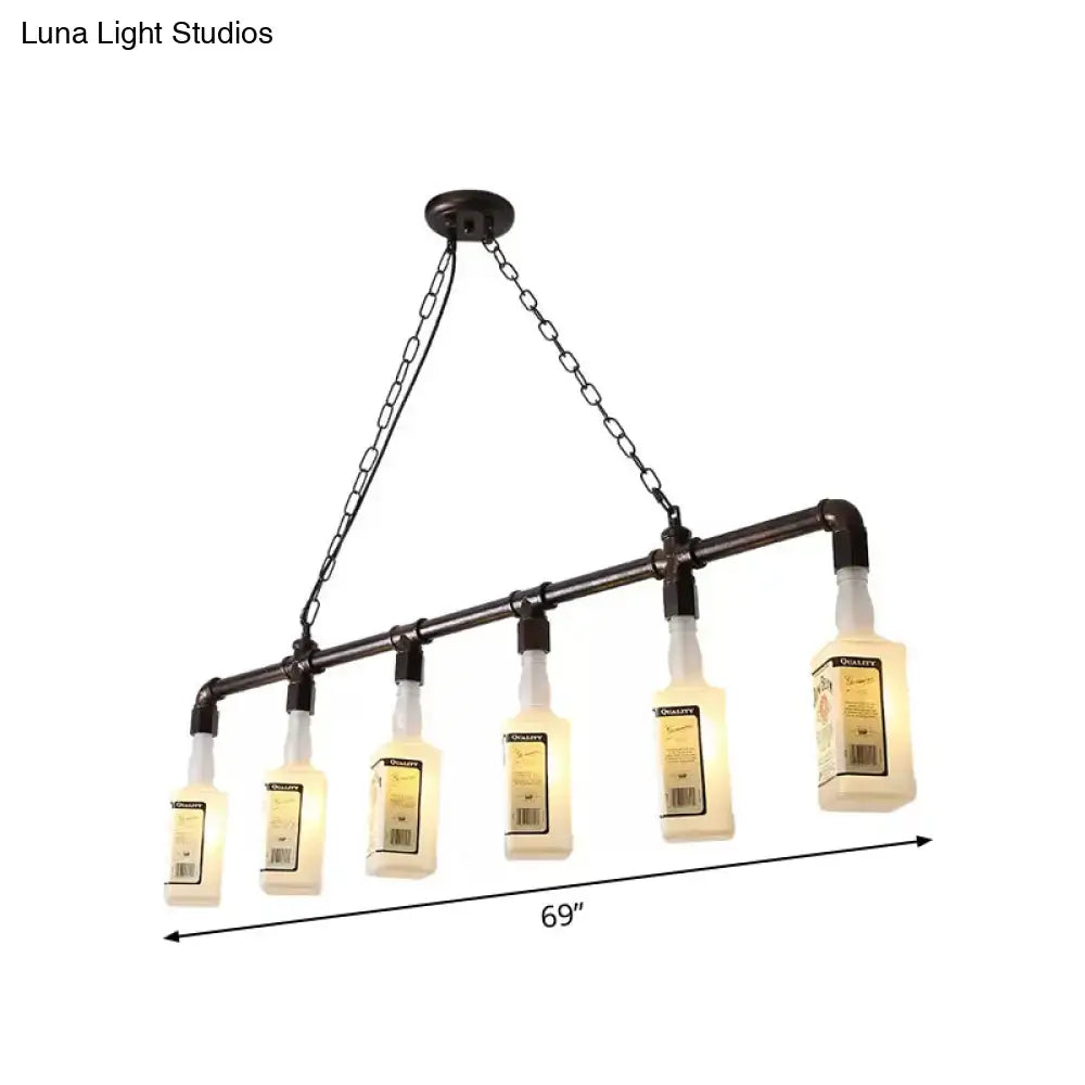 Loft black wine bottle frosted white glass pendant – restaurant light