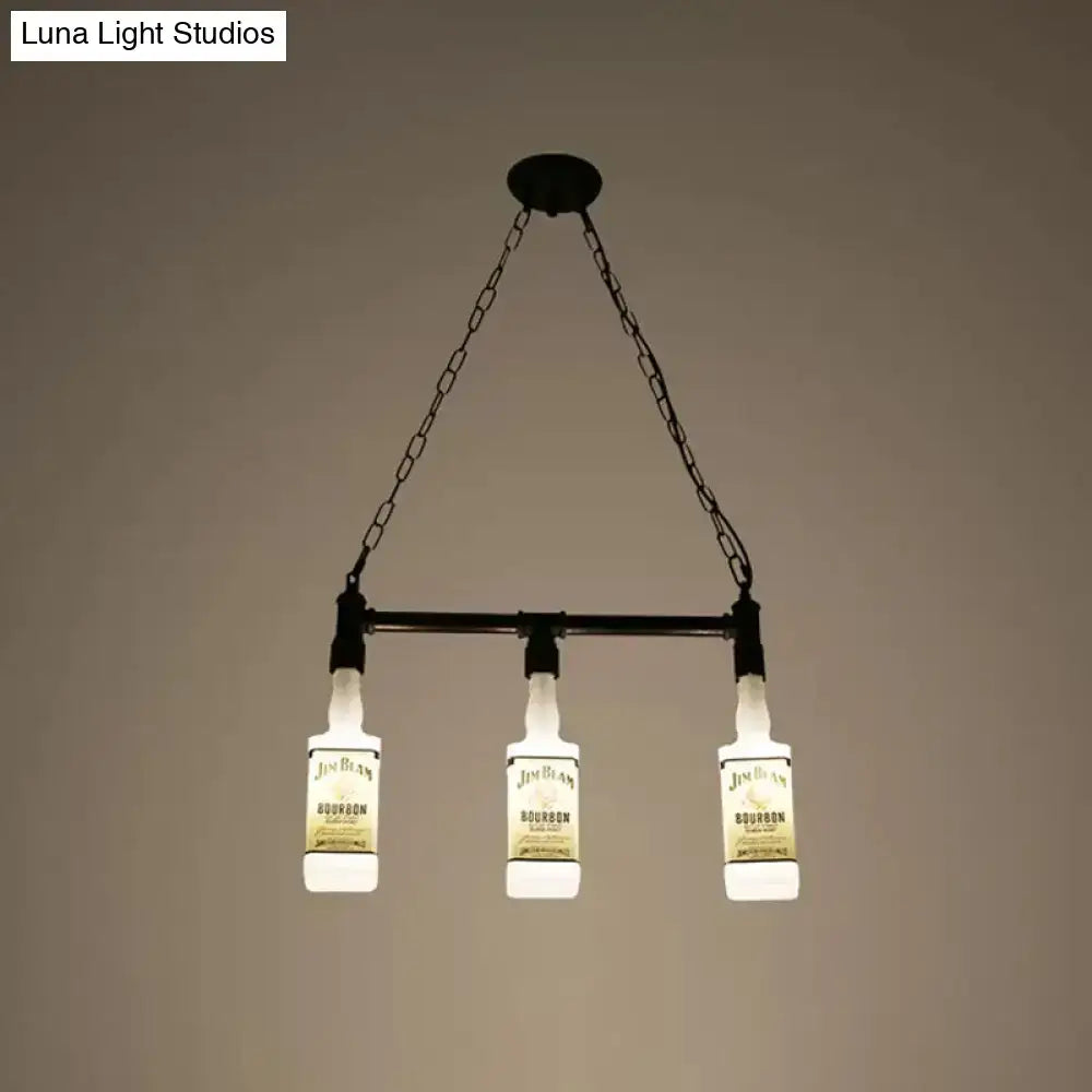 Loft black wine bottle frosted white glass pendant – restaurant light