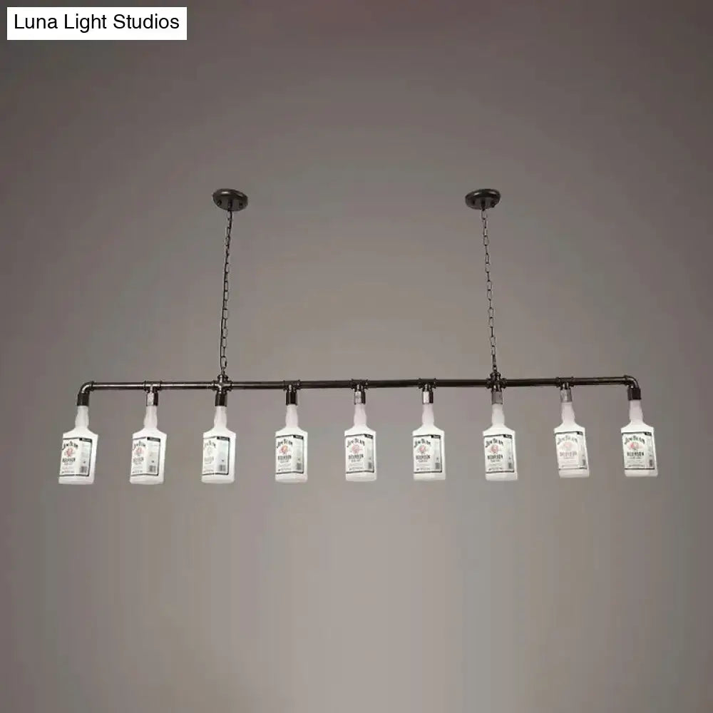 Loft black wine bottle frosted white glass pendant – restaurant light