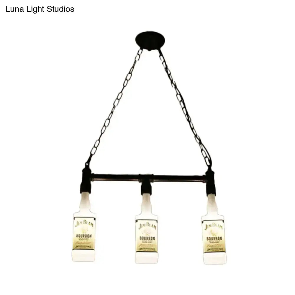 Loft black wine bottle frosted white glass pendant – restaurant light