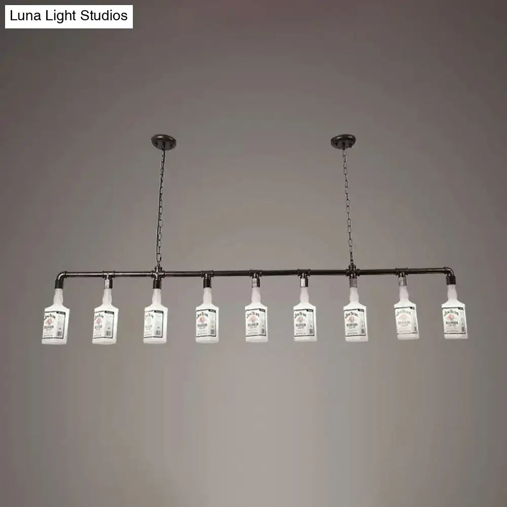 Loft black wine bottle frosted white glass pendant – restaurant light
