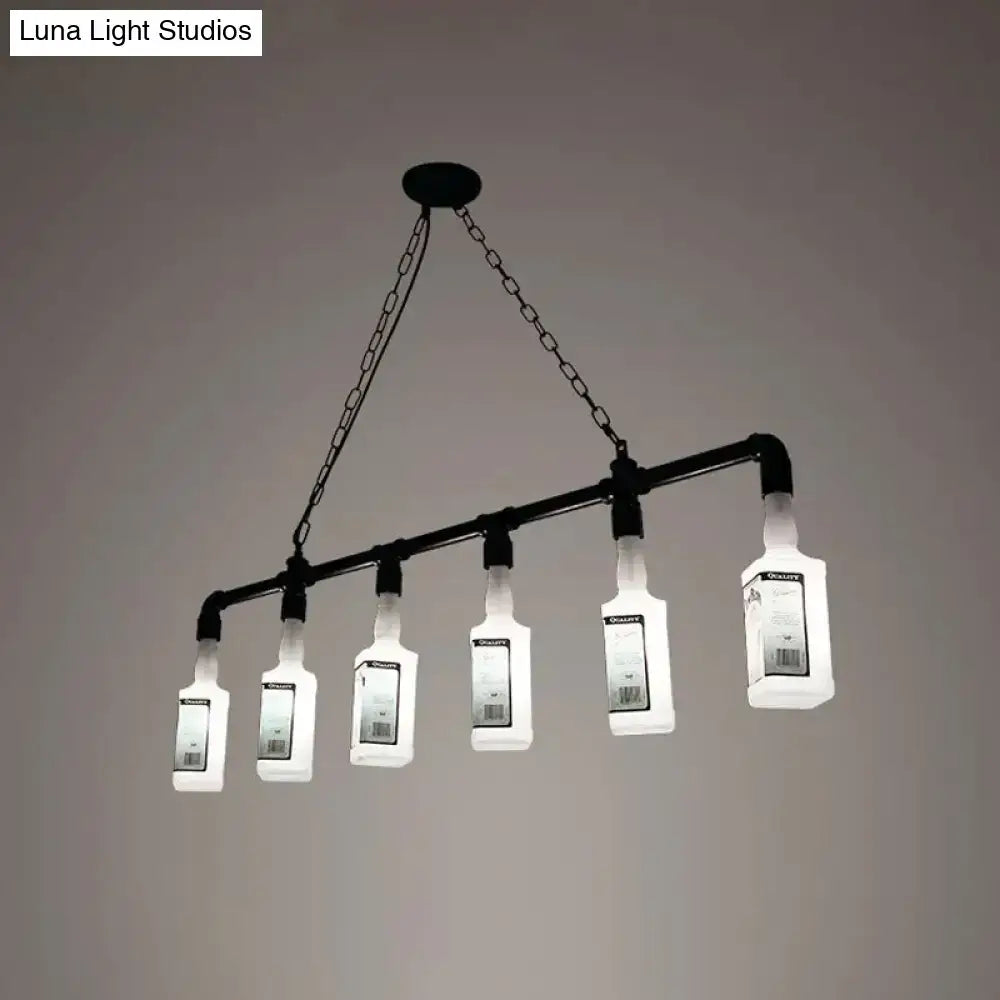 Loft black wine bottle frosted white glass pendant – restaurant light
