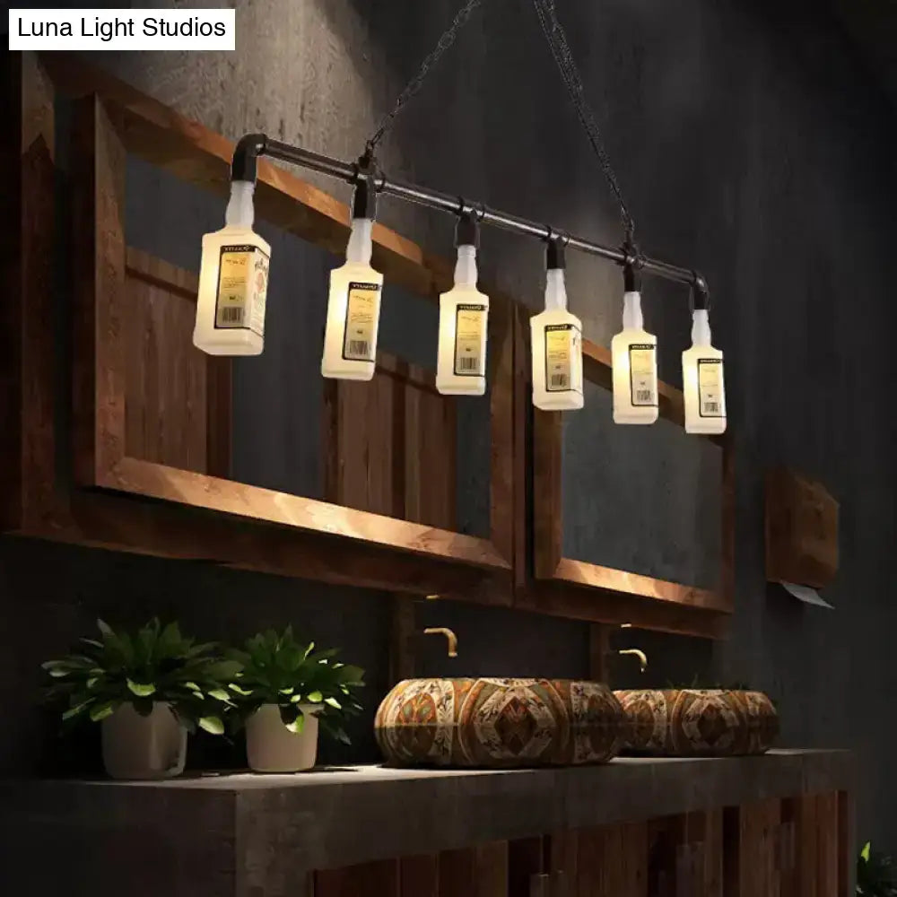Loft black wine bottle frosted white glass pendant – restaurant light