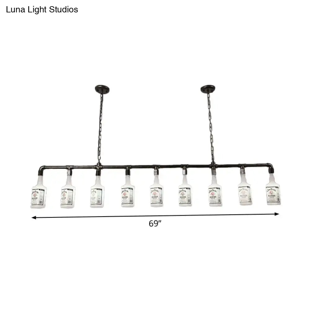 Loft black wine bottle frosted white glass pendant – restaurant light