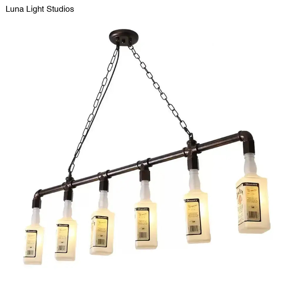 Loft black wine bottle frosted white glass pendant – restaurant light