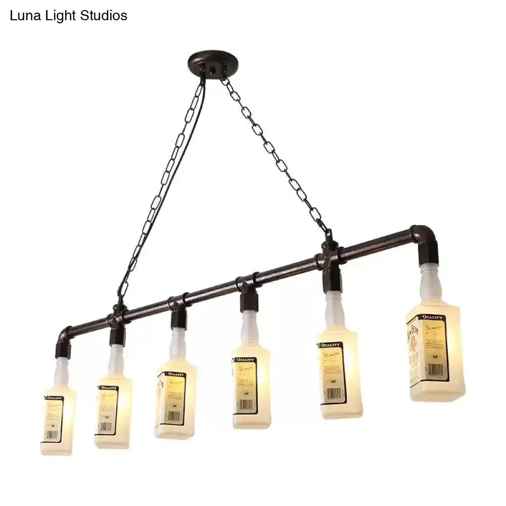 Loft black wine bottle frosted white glass pendant – restaurant light