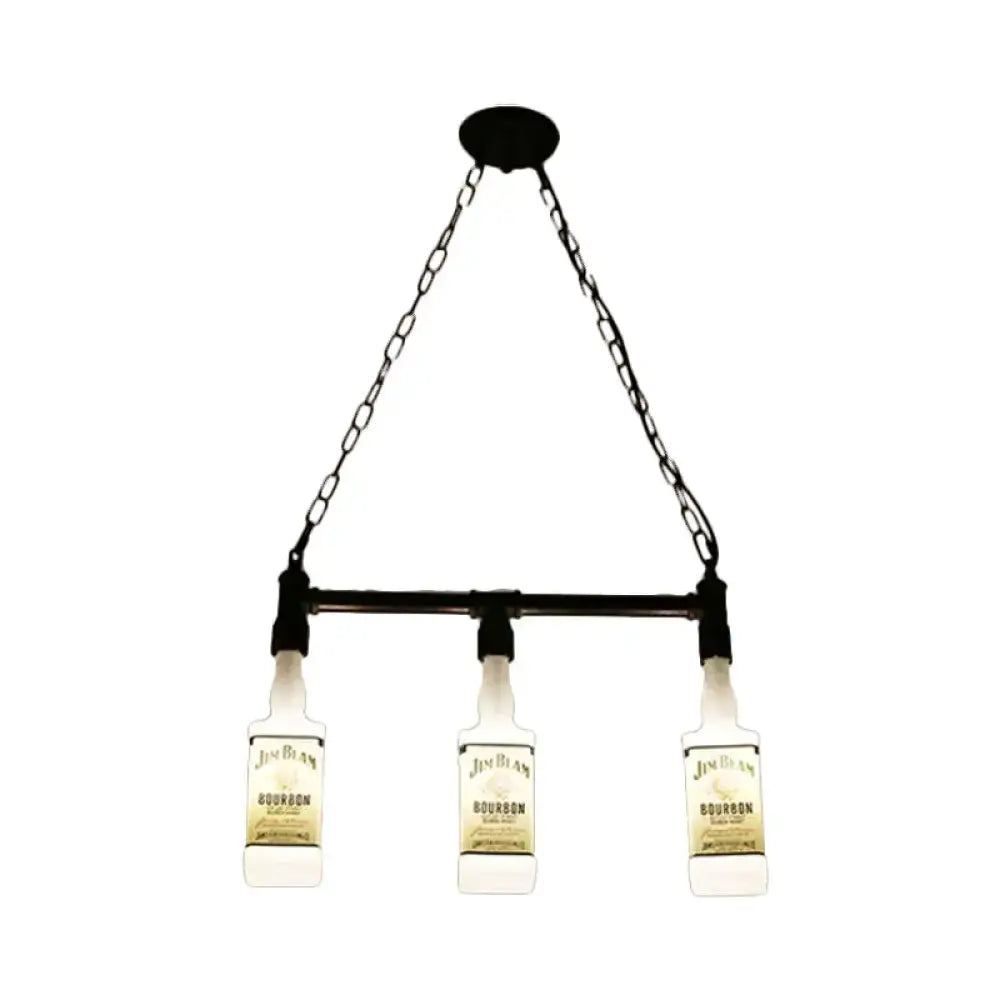 Loft black wine bottle frosted white glass pendant – restaurant light