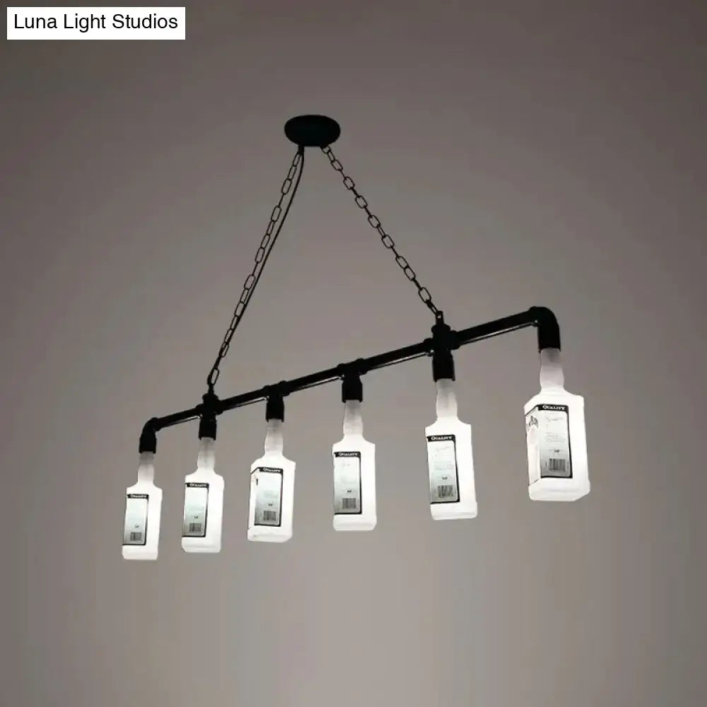 Loft black wine bottle frosted white glass pendant – restaurant light
