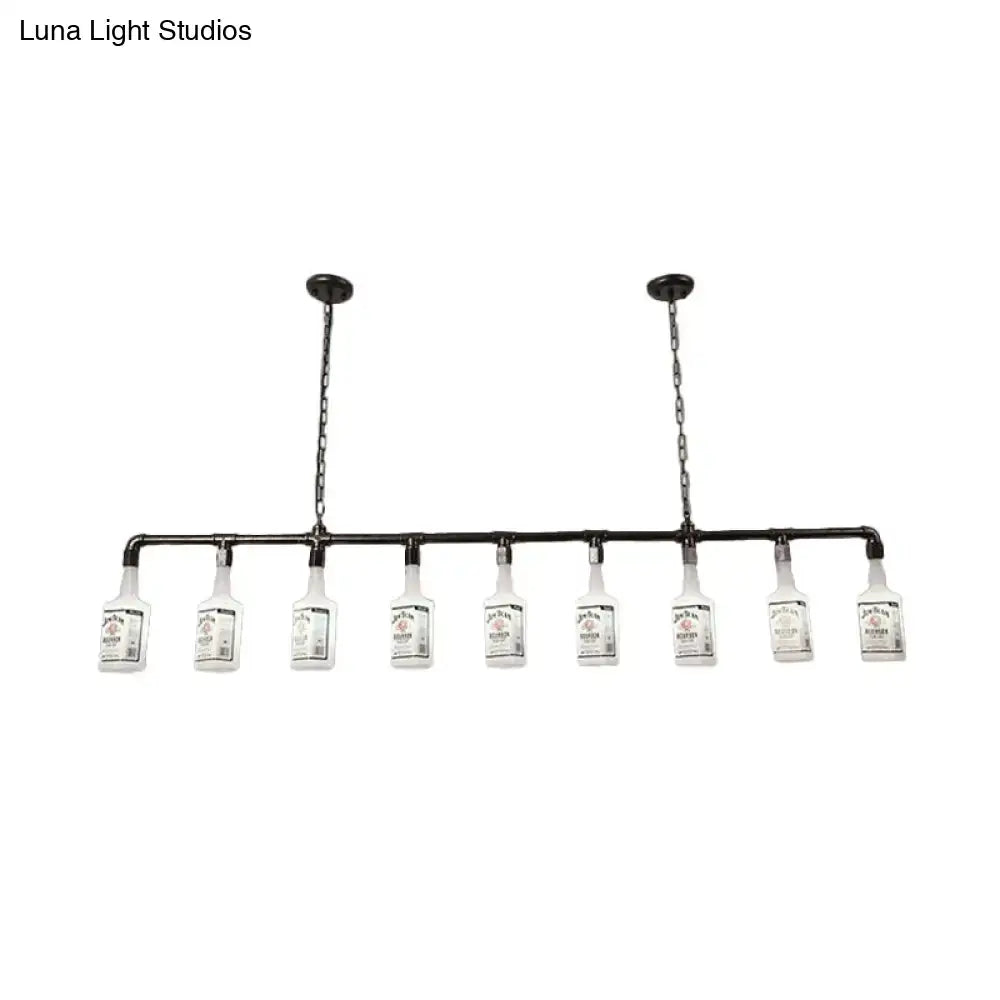 Loft black wine bottle frosted white glass pendant – restaurant light