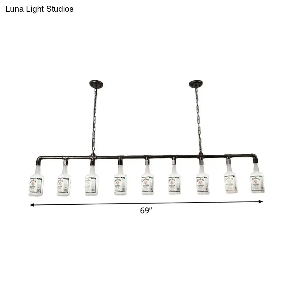 Loft black wine bottle frosted white glass pendant – restaurant light