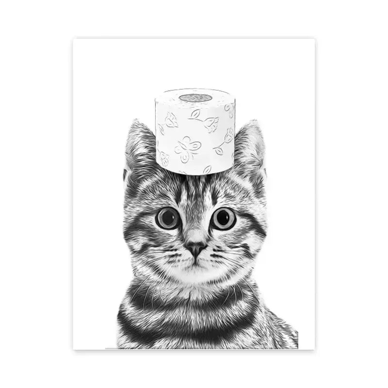 Pig shower black and white animal bathroom wall art